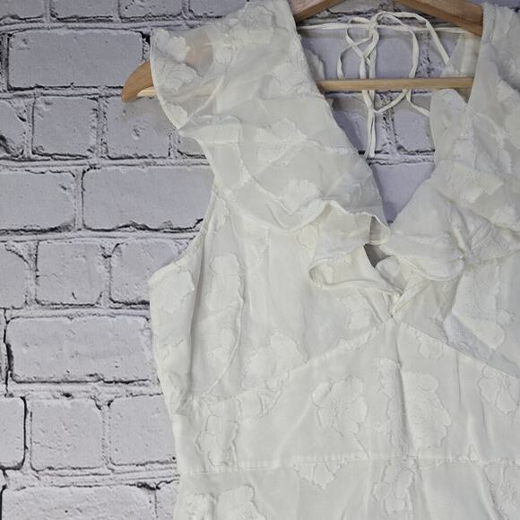 Joie Adella Floral Embroidered Dress In Porcelain White Empire Waist Size 4 - Picture 6 of 14